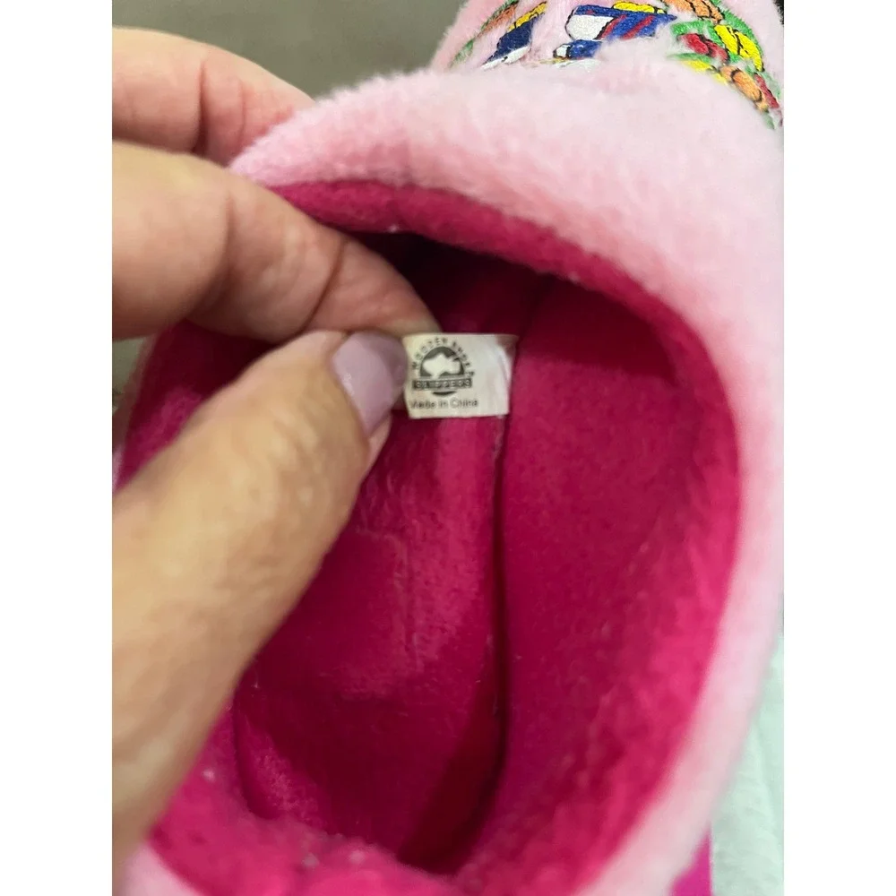 Wooden Shoe Slippers Kids S Pink Good Holland Dutch Embroidered Plush Fleece